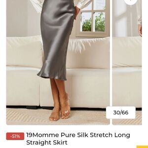 Silksilky Chic Silver Silk Pencil Skirt